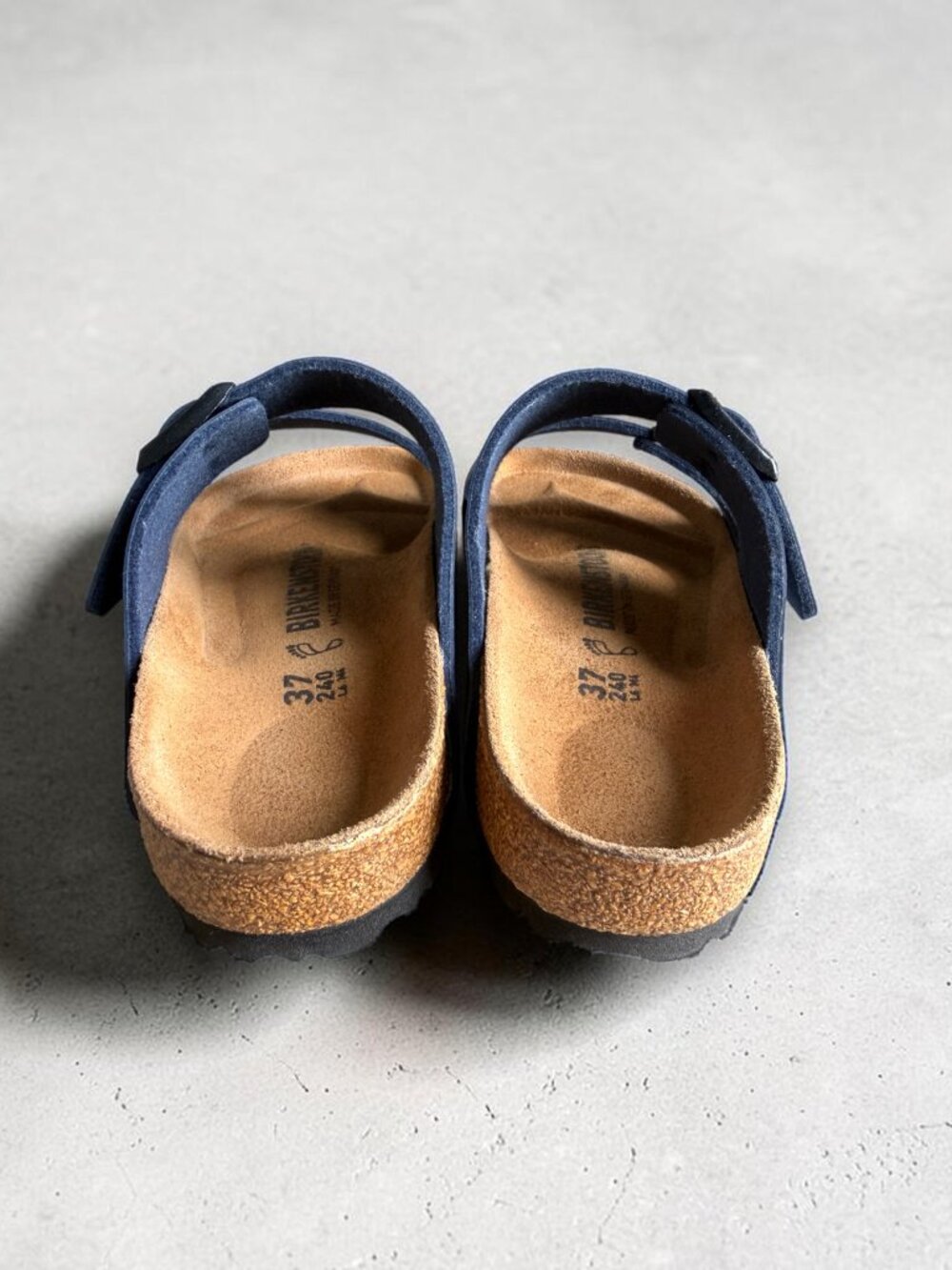 Birkenstock Arizona Blue Vegan Synthetic Black Buckle Regular Width  W6 M4 37 EU - Picture 10 of 12